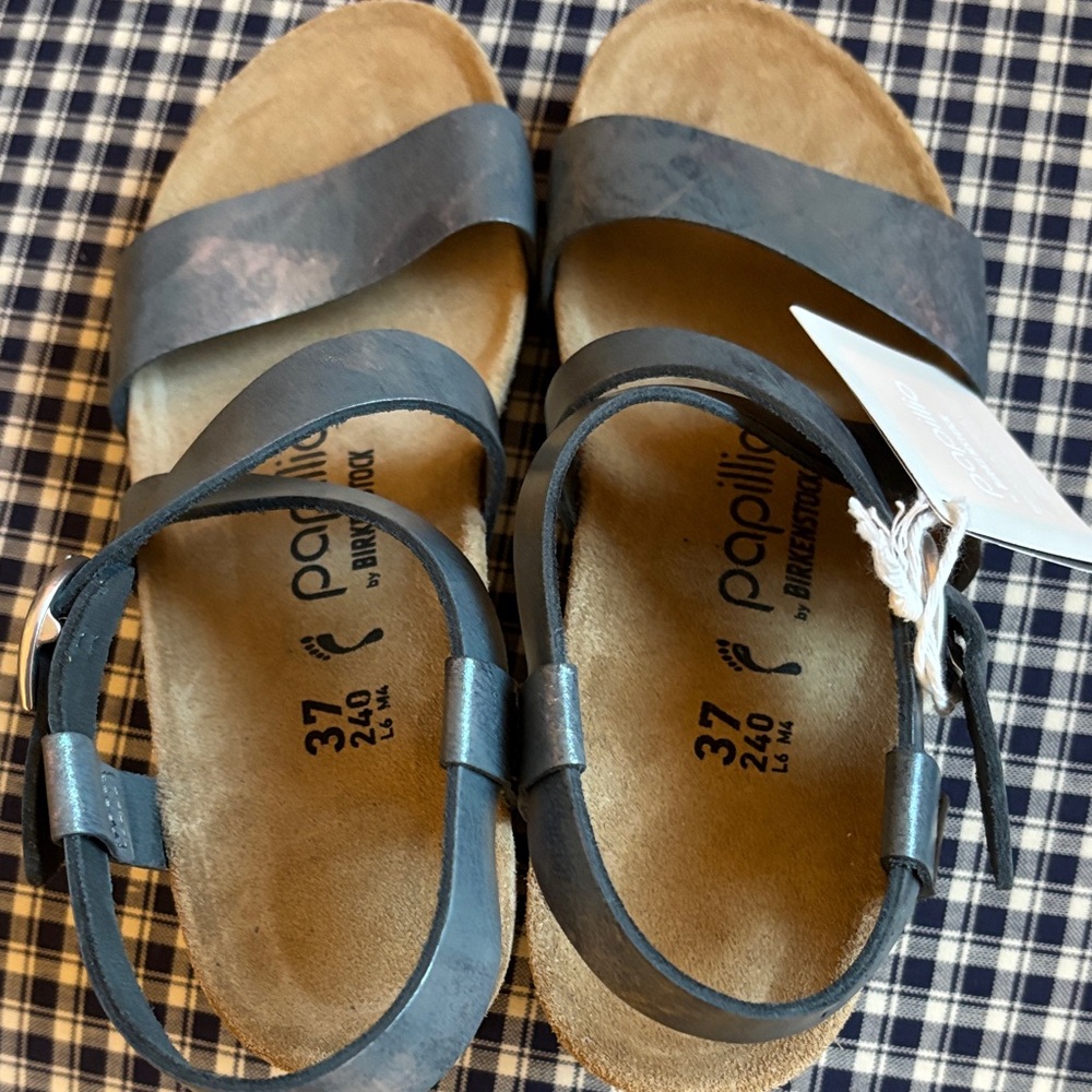 Birkenstocks papillio Women's Gray and Brown Wedge Sandals - Picture 7 of 7